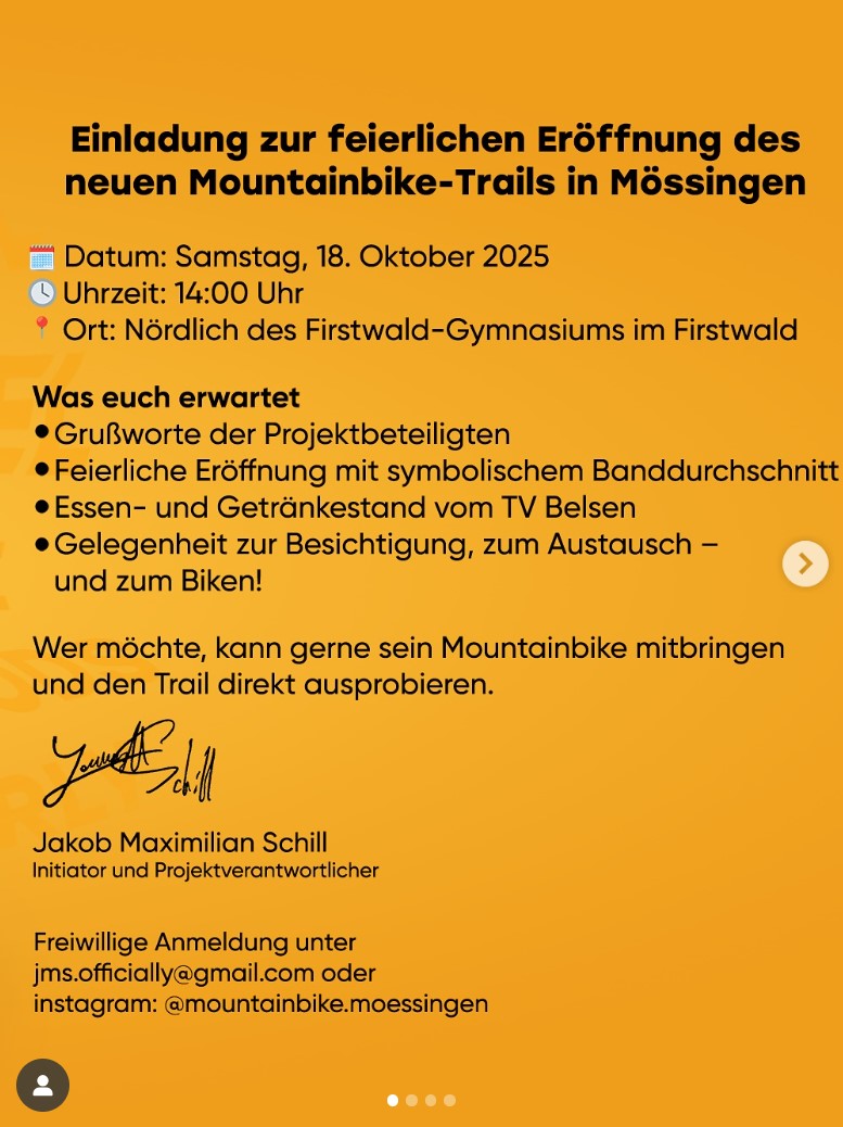 Einladung Eröffnung Firstwald MBT-Trail